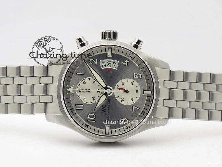 MIROTIME 0118 Pilot Chrono SS IW387809 ZF 1:1 Best Edition Silver Dial On SS Bracelet A Trendsetting 7327